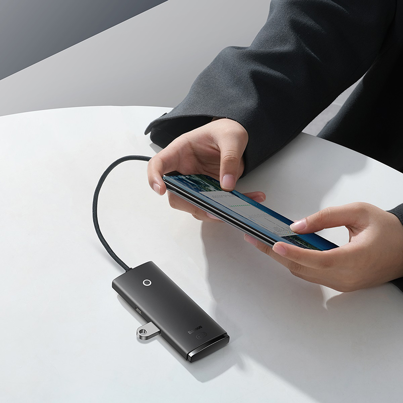 USB-хаб Baseus Lite Series 4-Port Type-C HUB Adapter (Type-C to USB 3.0*4) 25cm Black — фото 10