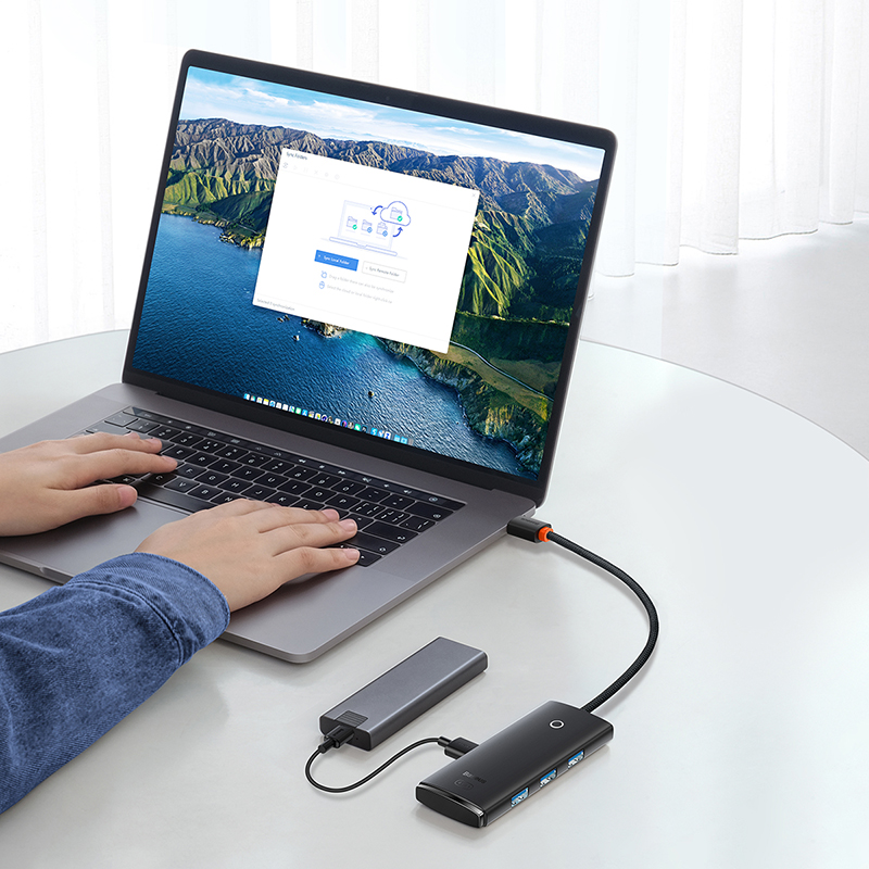 USB-хаб Baseus Lite Series 4-Port Type-C HUB Adapter (Type-C to USB 3.0*4) 25cm Black — фото 18