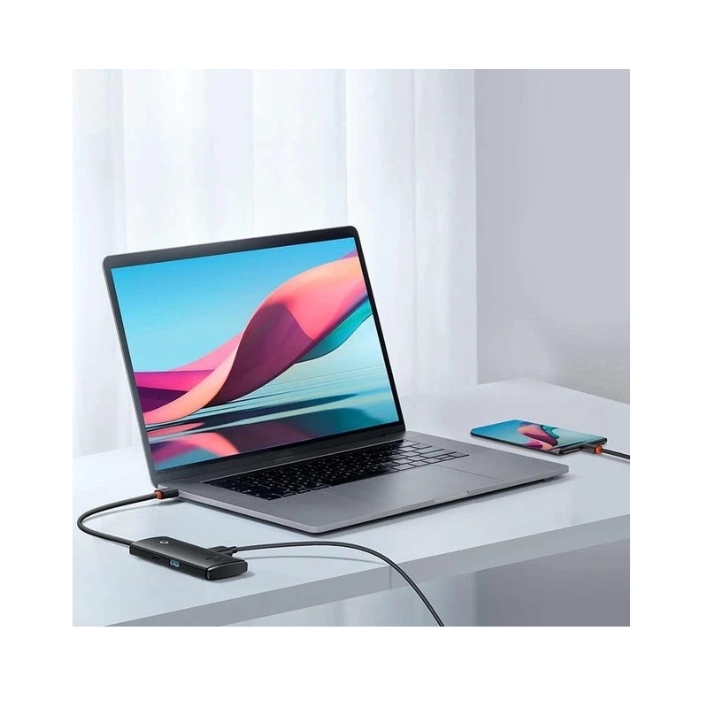 USB-хаб Baseus Lite Series 4-Port USB-A HUB Adapter (USB-A to USB 3.0*4) 25cm Black — фото 4