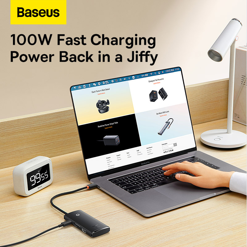 USB-хаб Baseus Lite Series 6-Port Type-C HUB Docking Station (Type-C to HDMI+USB3.0*2+PD+SD/TF) Black — фото 14