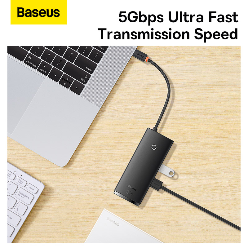 USB-хаб Baseus Lite Series 6-Port Type-C HUB Docking Station (Type-C to HDMI+USB3.0*2+PD+SD/TF) Black — фото 15