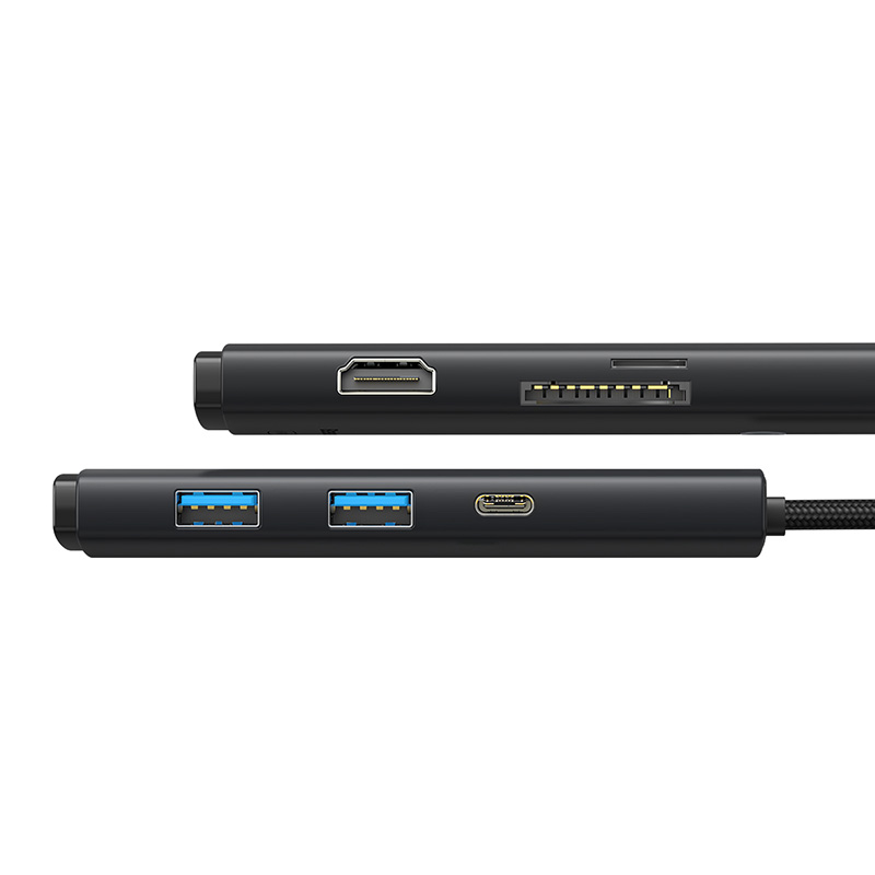 USB-хаб Baseus Lite Series 6-Port Type-C HUB Docking Station (Type-C to HDMI+USB3.0*2+PD+SD/TF) Black — фото 5