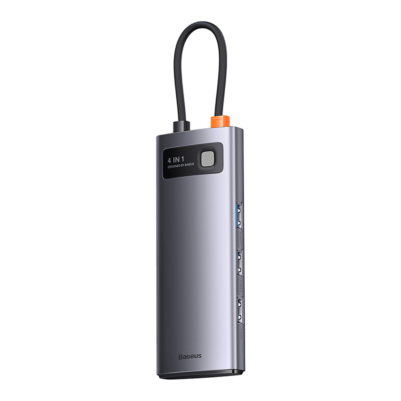 USB-хаб Baseus Metal Gleam Series 4-in-1 Multifunctional Type-C HUB Docking Station Gray(Type-C to USB3.0*4) — фото 5