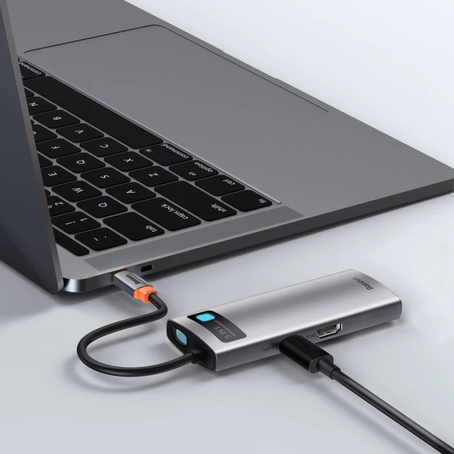 USB-хаб Baseus Metal Gleam Series 5-in-1 Multifunctional (Type-C to HDMI*1+USB3.0*3+PD*1) — фото 10