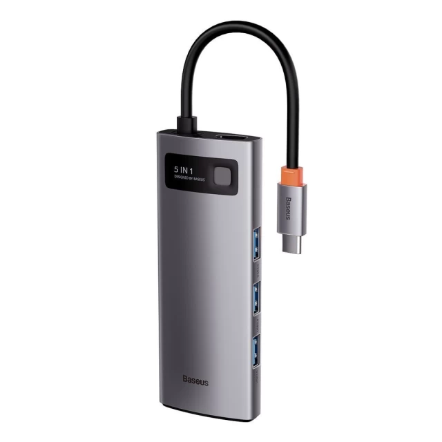 USB-хаб Baseus Metal Gleam Series 5-in-1 Multifunctional (Type-C to HDMI*1+USB3.0*3+PD*1) — фото 8