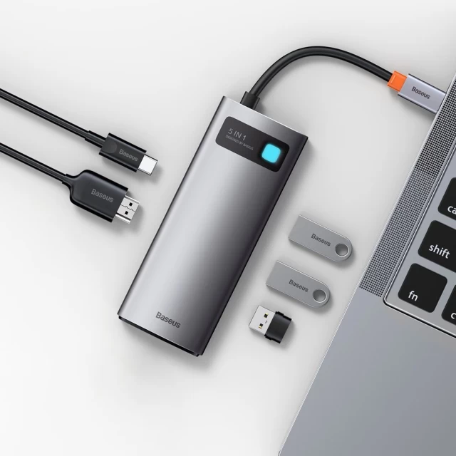 USB-хаб Baseus Metal Gleam Series 5-in-1 Multifunctional (Type-C to HDMI*1+USB3.0*3+PD*1) — фото 9