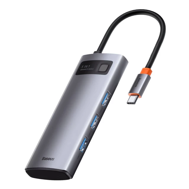 USB-хаб Baseus Metal Gleam Series 5-in-1 Multifunctional (Type-C to HDMI*1+USB3.0*3+PD*1)