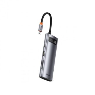 USB-хаб Baseus Metal Gleam Series 7-in-1 Multifunctional Type-C HUB Docking Station Gray(Type-C to HDMI*1+USB3.0*2+USB-C*1+PD*1+SD/TF*1)