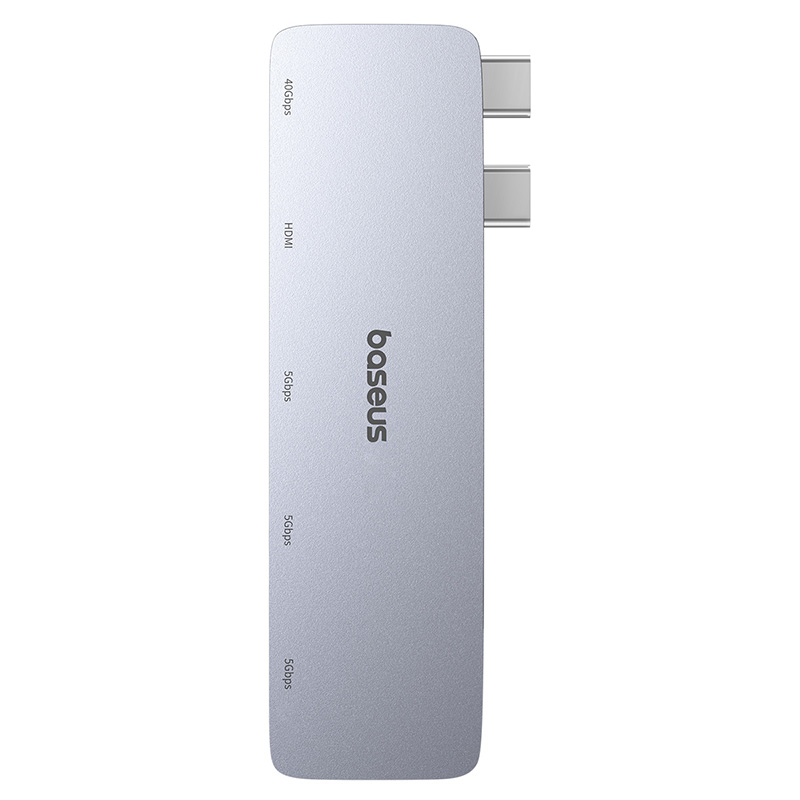 USB-хаб Baseus UltraJoy Series 5-Port HUB Space Grey (USB-C*2 to USB-C 40Gbps*1+HDMI 4K@30Hz*1+USB3.0*3) — фото 4