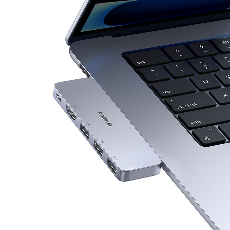 USB-хаб Baseus UltraJoy Series 5-Port HUB Space Grey (USB-C*2 to USB-C 40Gbps*1+HDMI 4K@30Hz*1+USB3.0*3) — фото 6