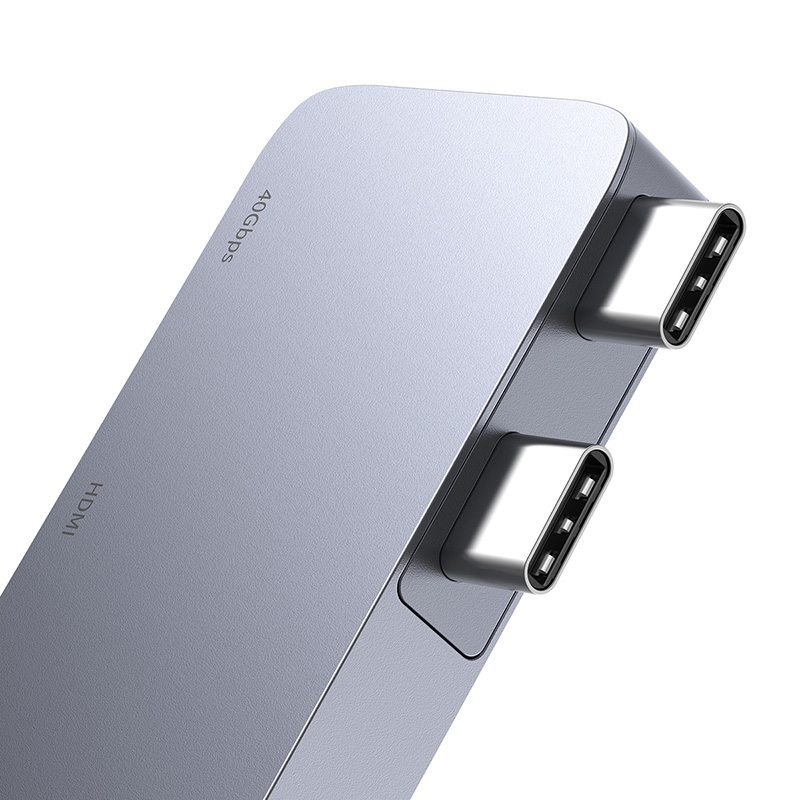 USB-хаб Baseus UltraJoy Series 5-Port HUB Space Grey (USB-C*2 to USB-C 40Gbps*1+HDMI 4K@30Hz*1+USB3.0*3) — фото 8