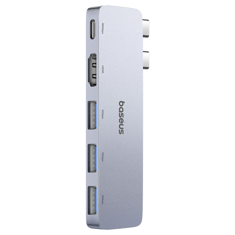 USB-хаб Baseus UltraJoy Series 5-Port HUB Space Grey (USB-C*2 to USB-C 40Gbps*1+HDMI 4K@30Hz*1+USB3.0*3)