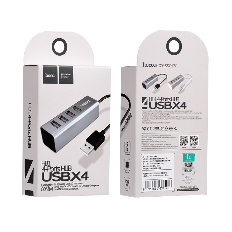 USB-хаб HOCO HB1 4USB Line machine Tarnish — фото 6