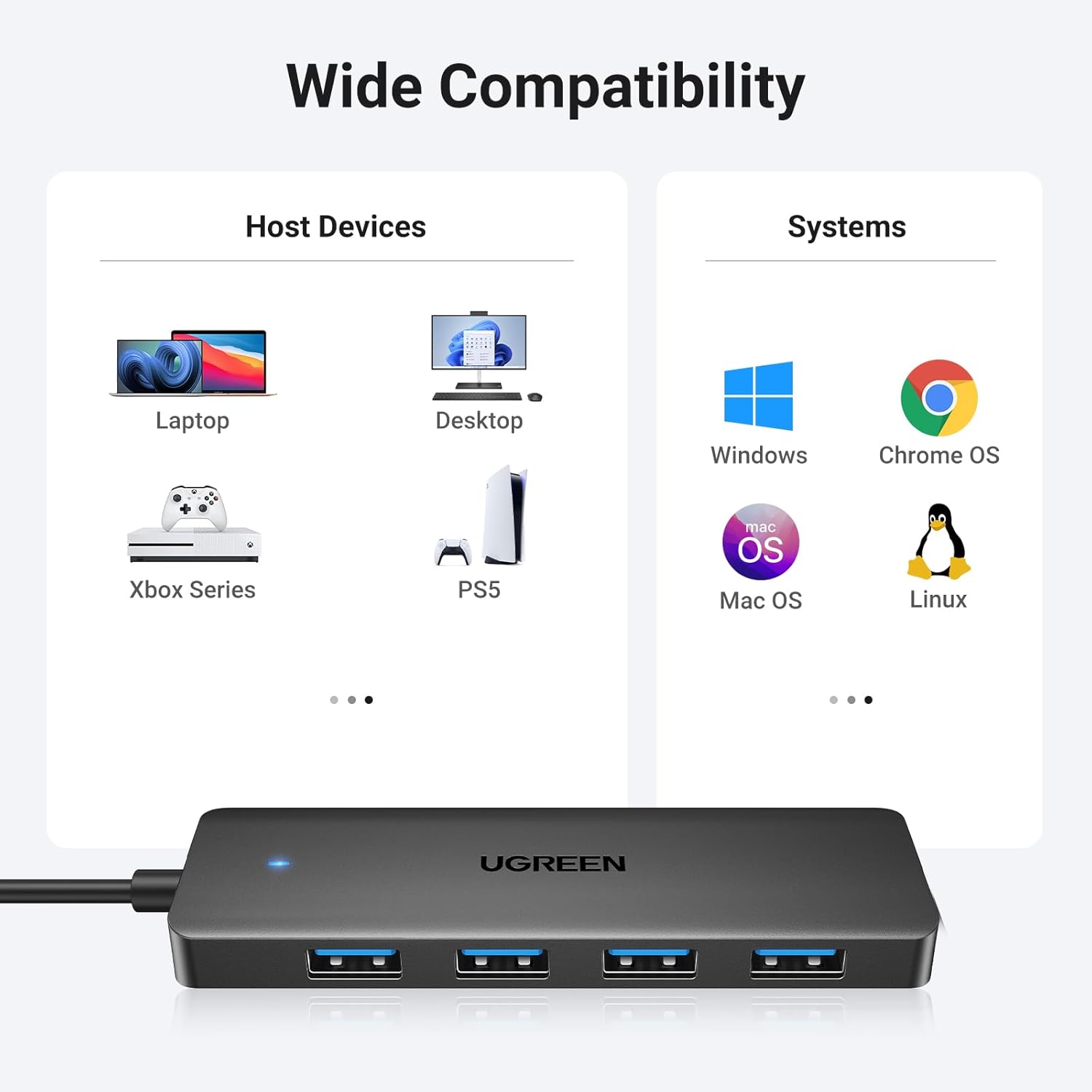 USB-хаб UGREEN 4-Port USB 3.0 Hub 1 м — фото 7