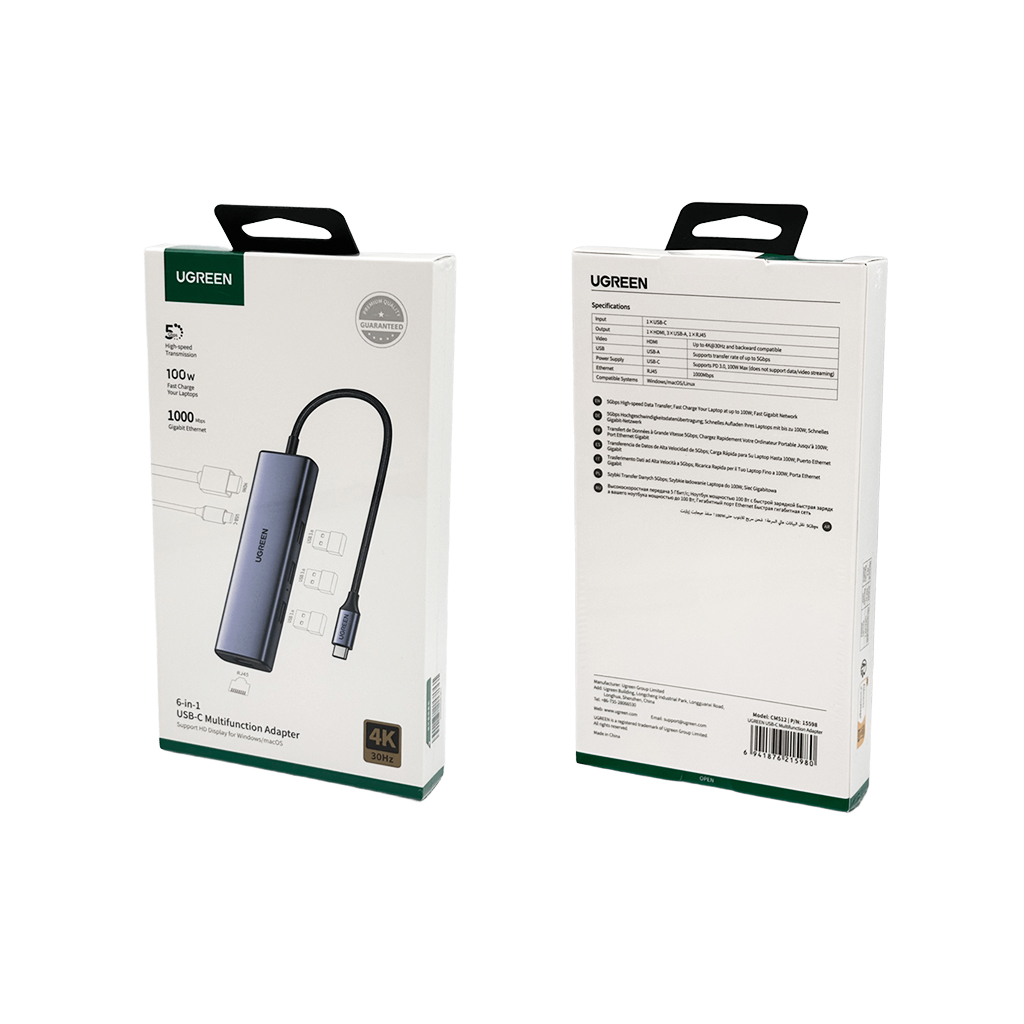 USB-хаб UGREEN CM512 з Hdmi та PD 100W — фото 3