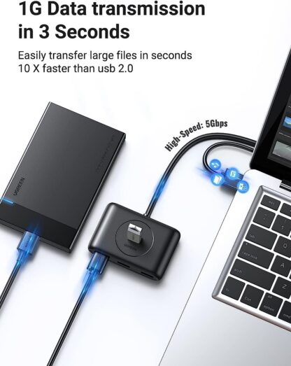 USB-хаб UGREEN CR113 з 4 портами USB 3.0 та кабелем довжиною 1 м — фото 3