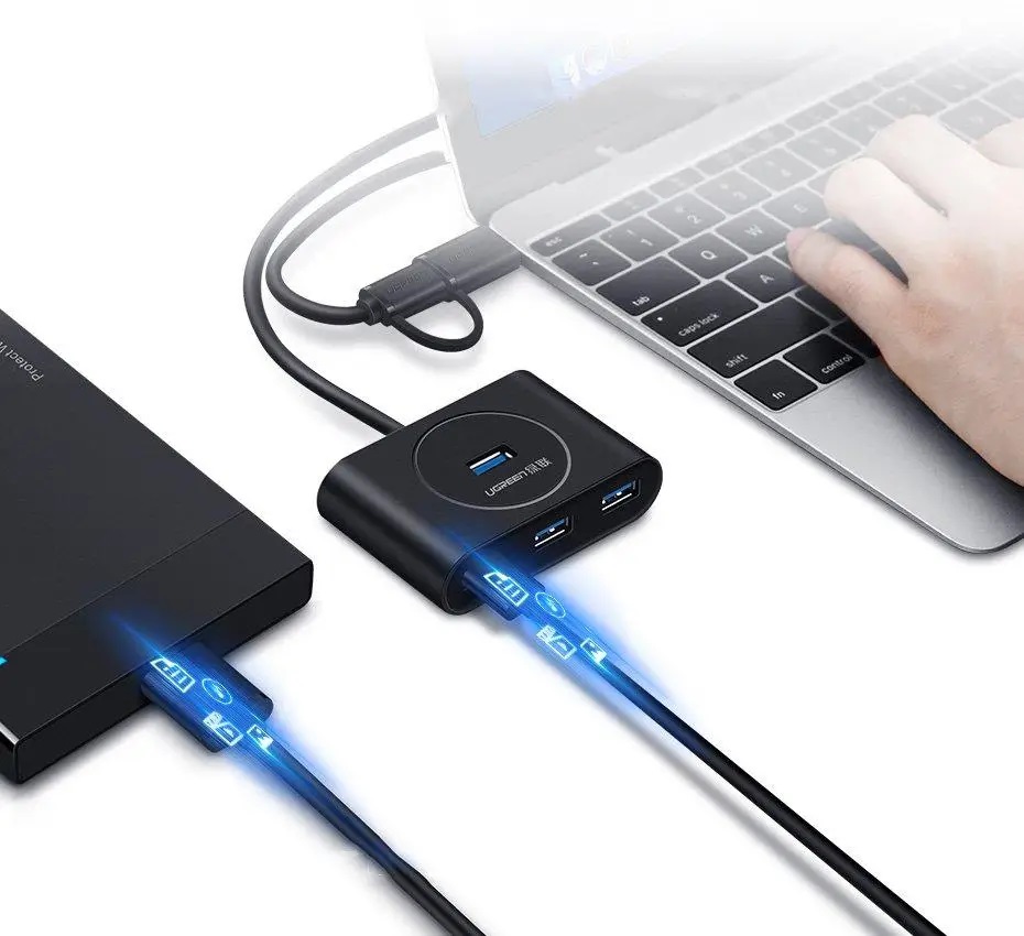USB-хаб UGREEN USB 3.0 CR113, чорний — фото 4