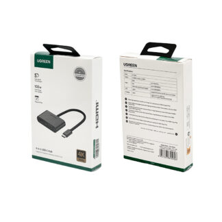 USB-хаб UGREEN USB-C to Hdmi + VGA +USB 3.0 Adapter with PD (Space Gray) — фото 3
