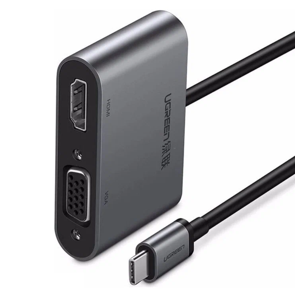 USB-хаб UGREEN USB-C to Hdmi + VGA +USB 3.0 Adapter with PD (Space Gray) — фото 4