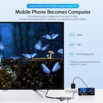 USB хаб Vention Type-C з Hdmi/USB3.0*3/PD для MacBook — фото 3