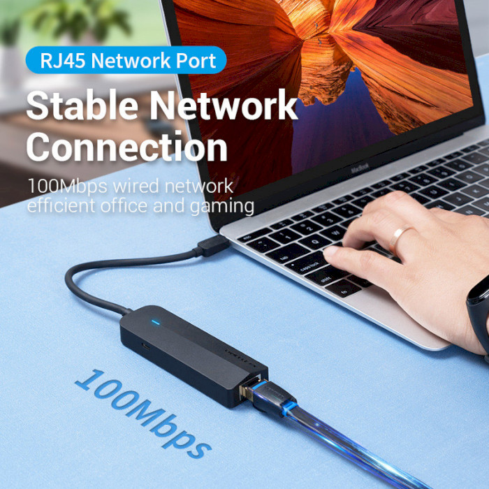 USB-хаб Vention USB 3.0*3/RJ45/Micro-B для ноутбука — фото 8
