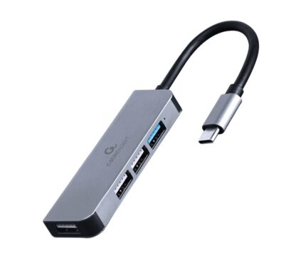 USB-С на 1 х USB 3.1 Gen1 (5 Gbps), 3 х USB 2.0, метал, сірий
