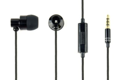 Вакуумні навушники з мікрофоном, металевий корпус, чорний gmb audio