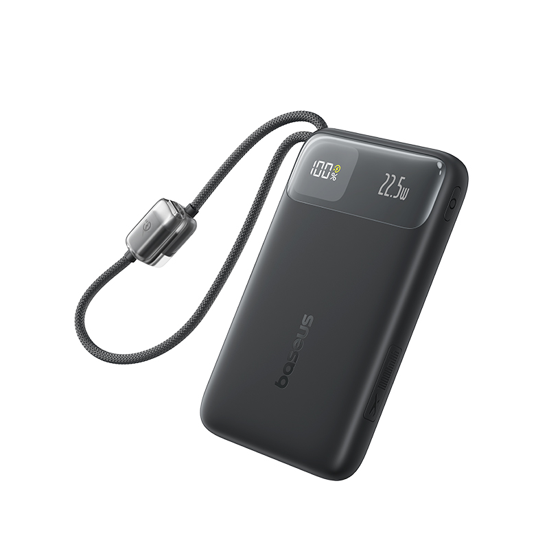 Зовнішній акумулятор Baseus EnerFill FC11 Digital Display Power Bank with Dual Built-in Cables 10000mAh 22.5W Cosmic Black — фото 4