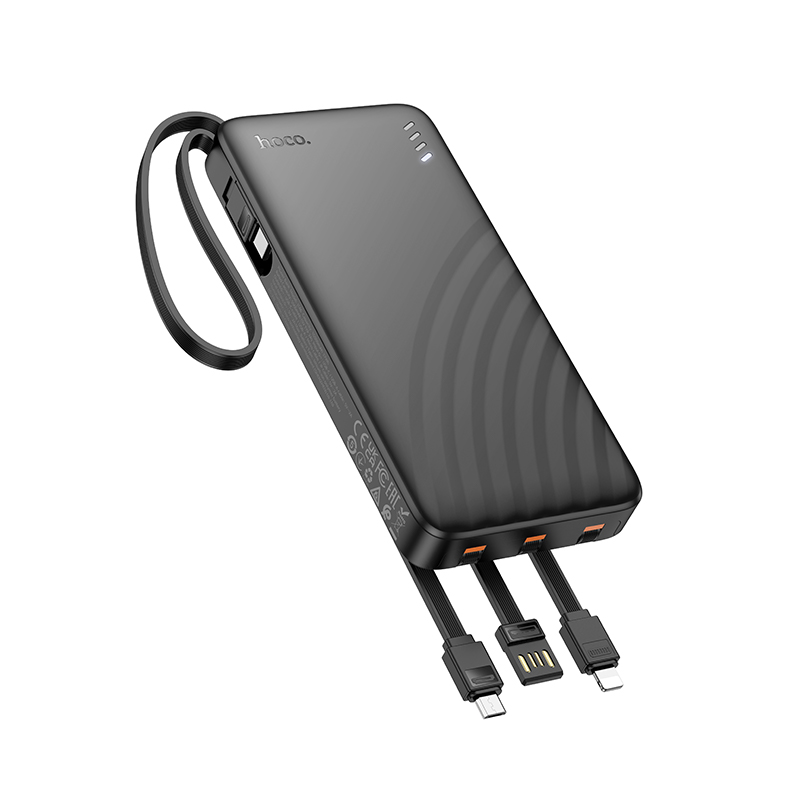 Зовнішній акумулятор HOCO J146 Night tide power bank with 4 cables (10000mAh) Black — фото 4