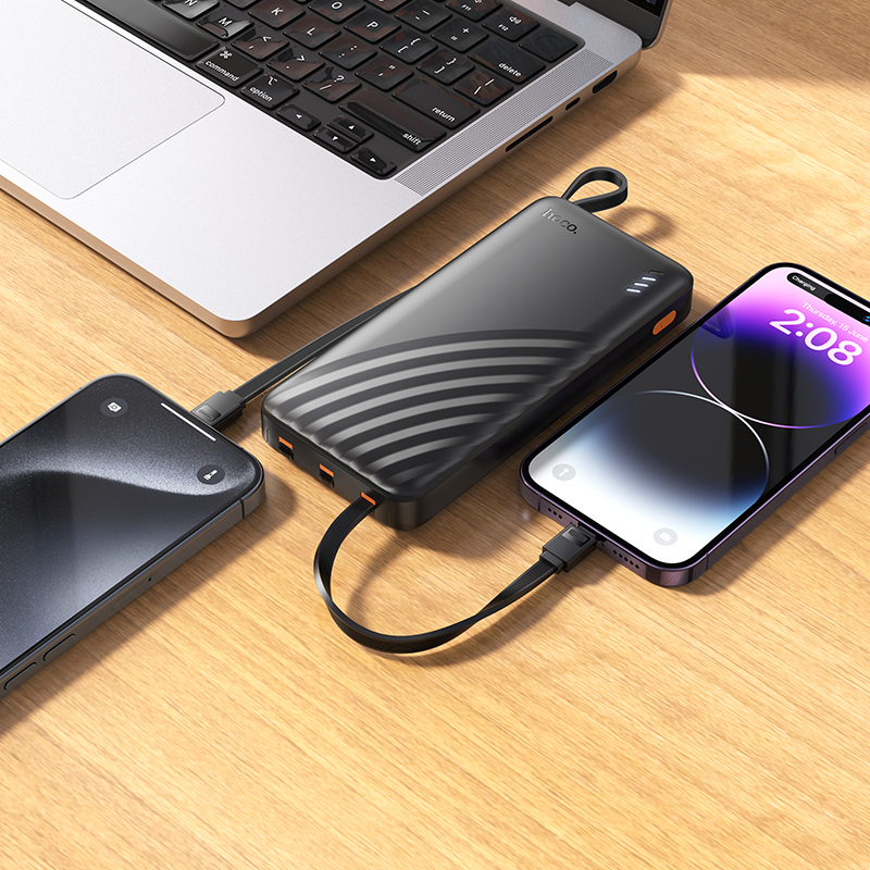 Зовнішній акумулятор HOCO J146 Night tide power bank with 4 cables (10000mAh) Black — фото 6