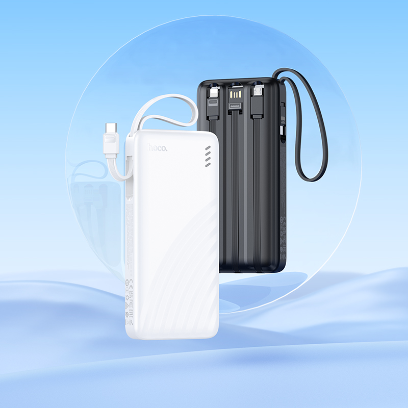 Зовнішній акумулятор HOCO J146 Night tide power bank with 4 cables (10000mAh) Black — фото 7