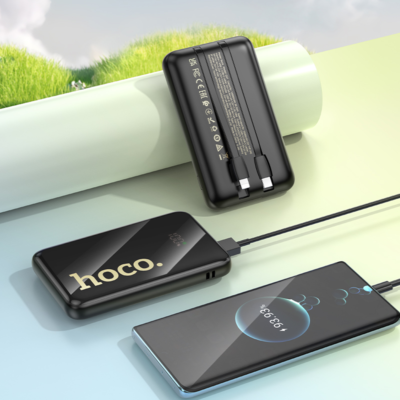 Зовнішній акумулятор HOCO Q37 Graceful 22.5W+PD20W power bank with two cables(10000mAh) Black — фото 10