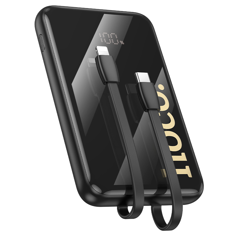 Зовнішній акумулятор HOCO Q37 Graceful 22.5W+PD20W power bank with two cables(10000mAh) Black — фото 4