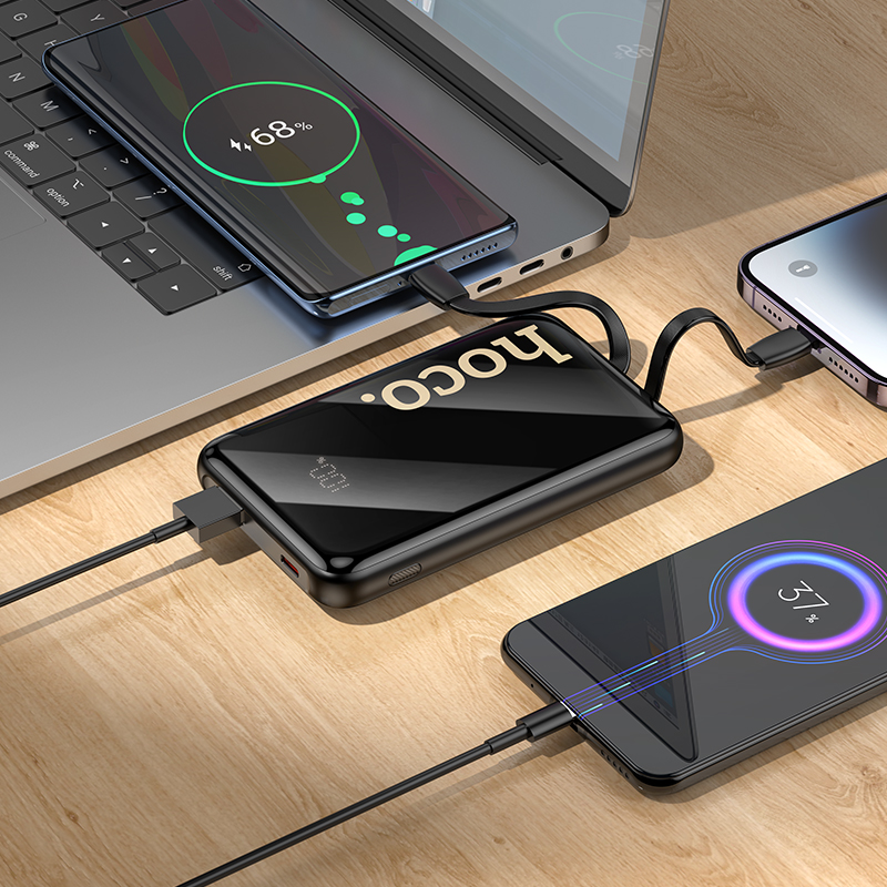 Зовнішній акумулятор HOCO Q37 Graceful 22.5W+PD20W power bank with two cables(10000mAh) Black — фото 9