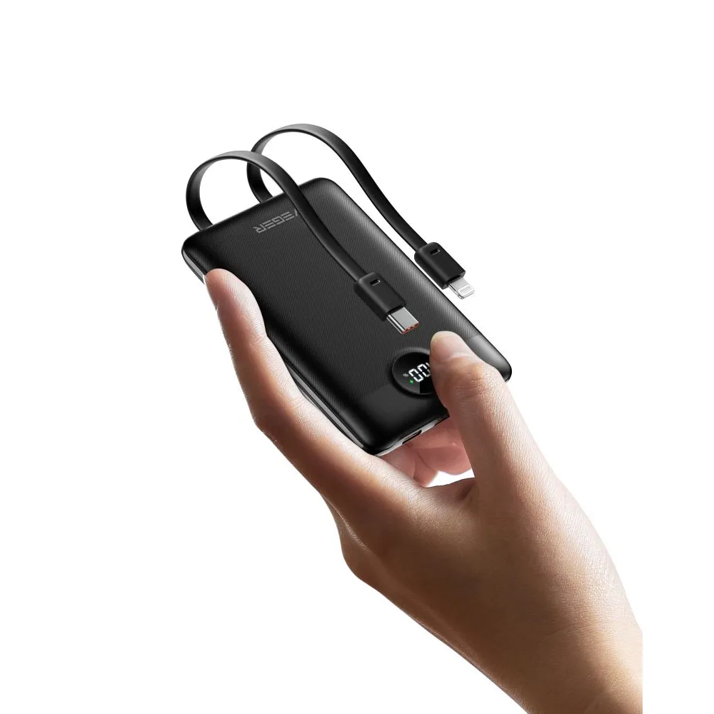 Зовнішній акумулятор VEGER 10000 mAh з вбудованими кабелями — фото 4