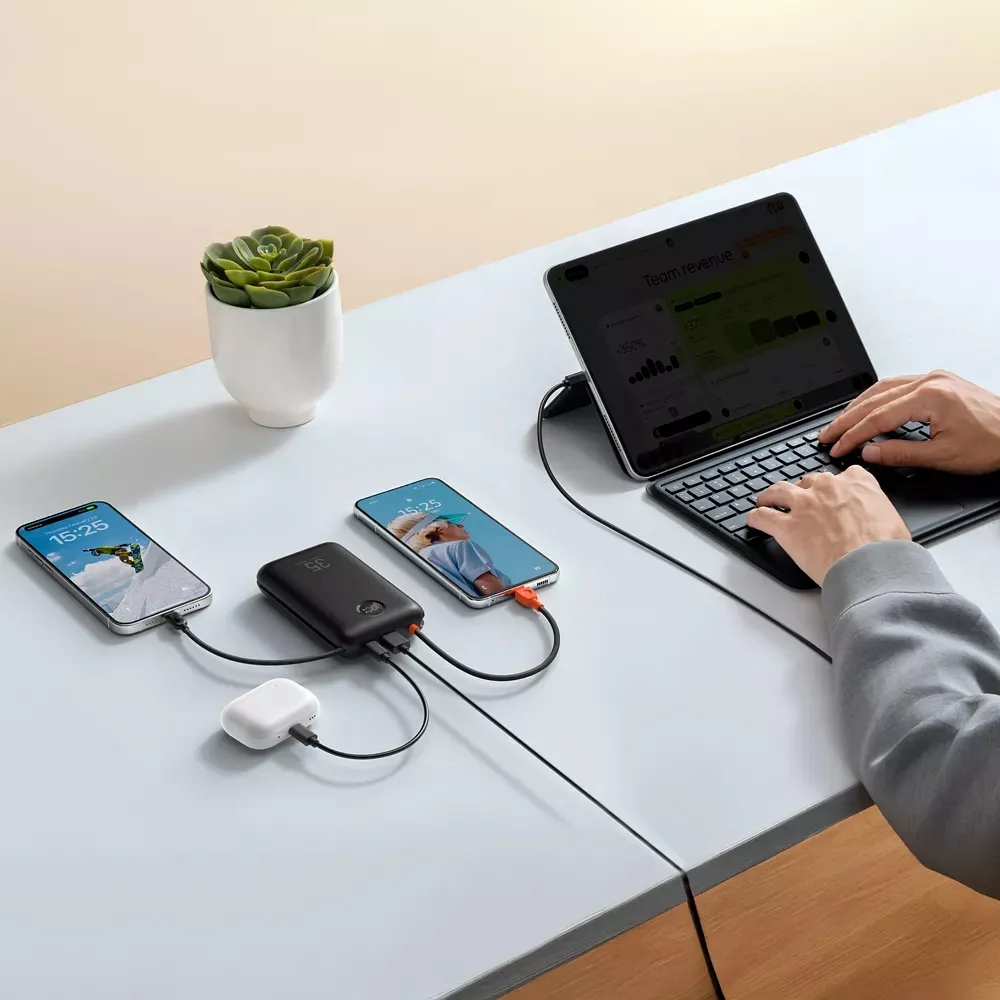 Зовнішній акумулятор VEGER 20000 mAh з інтегрованими кабелями Type C/Lightning — фото 10