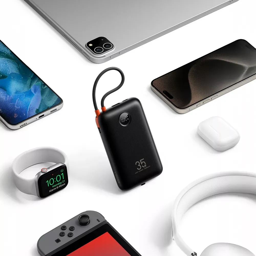 Зовнішній акумулятор VEGER 20000 mAh з інтегрованими кабелями Type C/Lightning — фото 9