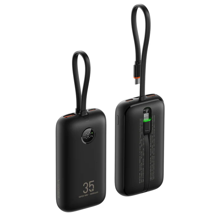 Зовнішній акумулятор VEGER K1 10000 mAh з вбудованими кабелями