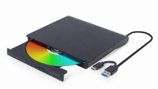 Зовнішній DVD-привід, USB 3.0 (+ Type-C), чорний Gembird DVD-USB-03