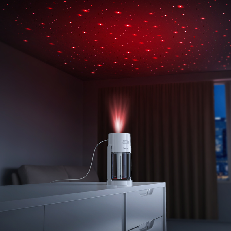 Зволожувач повітря з проекцією зоряного неба HOCO HX34 280ml Starry sky humidifier White — фото 9