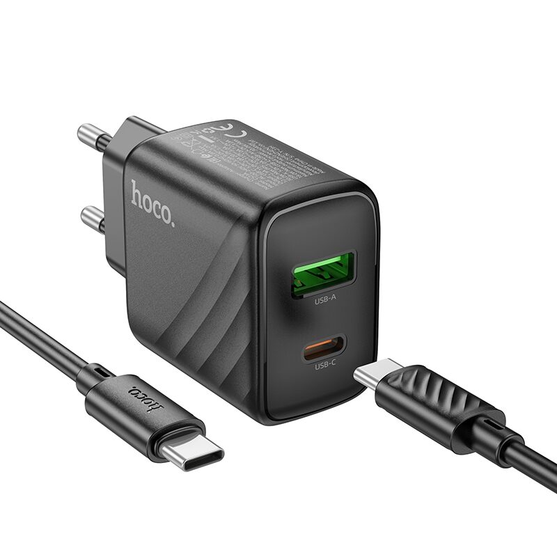 Мережевий Зарядний Пристрій Hoco CS23A 1USB/1USB-C PD/QC 30W+Type-C to Type-C — фото 3