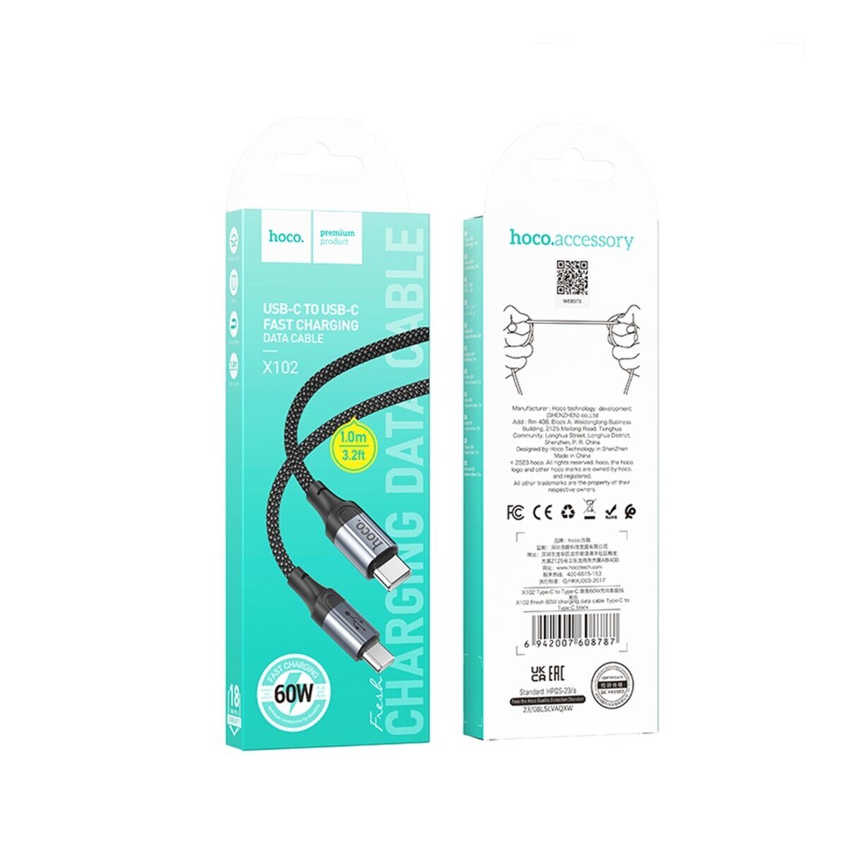 Кабель USB Hoco X102 Type-C to Type-C 60W — фото 2