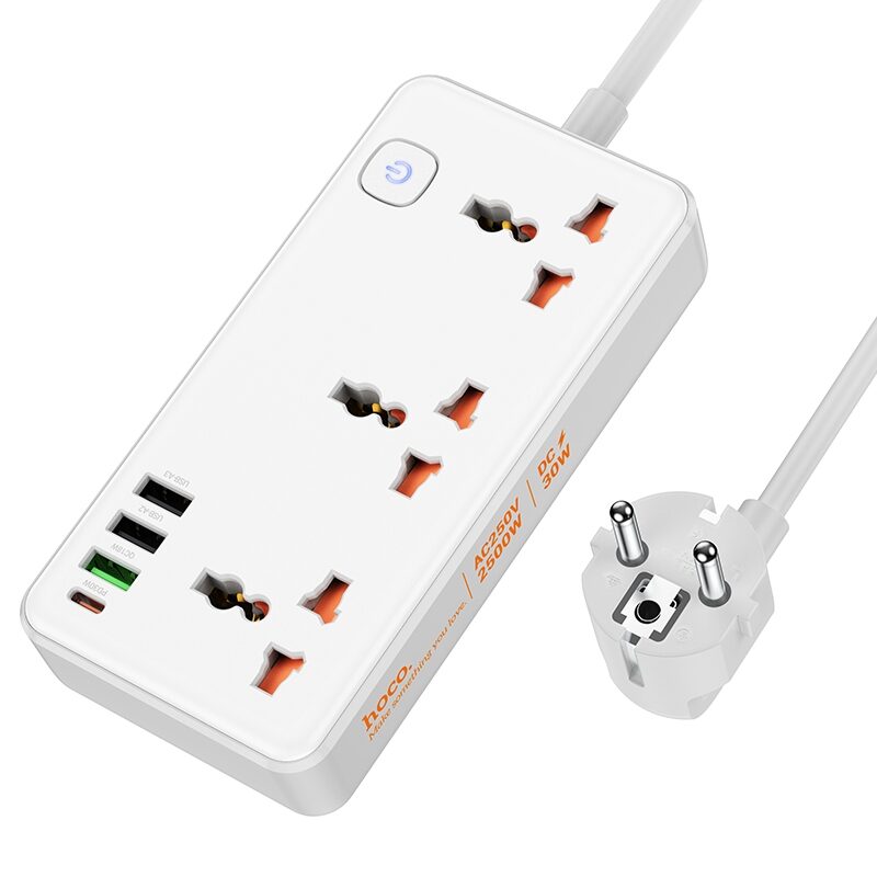 Мережевий Подовжувач Hoco AC8A 1USB-C / 3USB-A QC/PPS/PD30W — фото 4