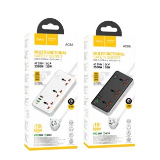 Мережевий Подовжувач Hoco AC8A 1USB-C / 3USB-A QC/PPS/PD30W / 3 Sockets 1.5m