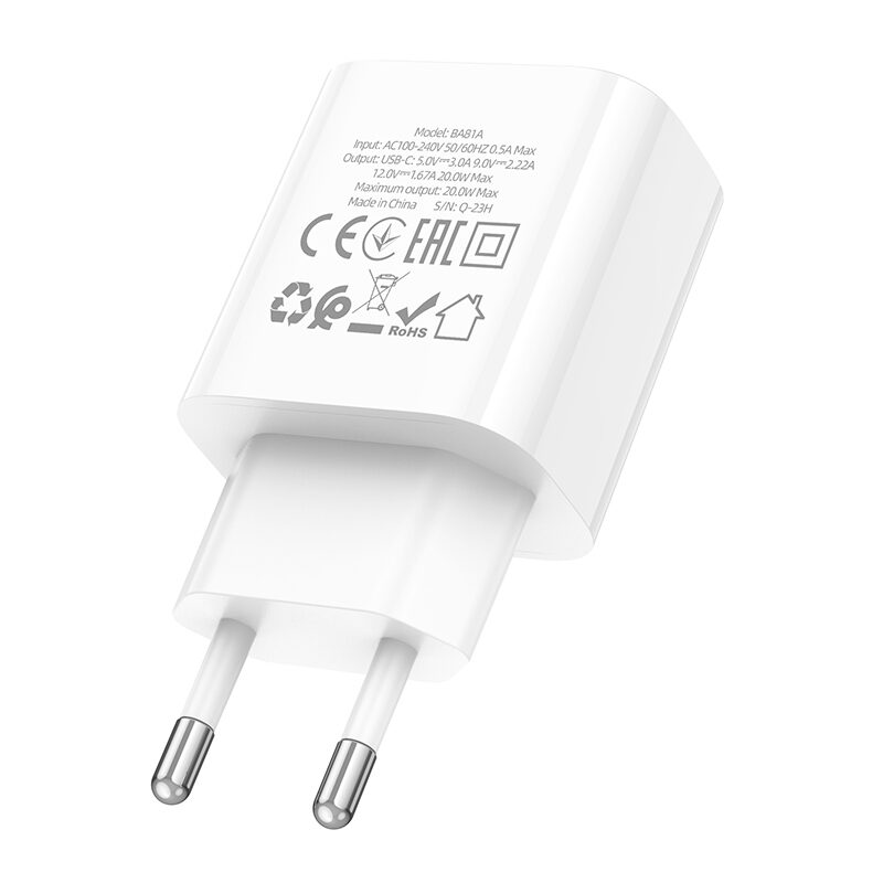Мережевий Зарядний Пристрій Borofone BA81A 1USB-C PD/QC 20W — фото 2