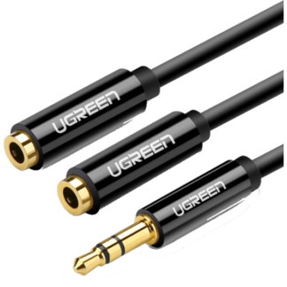 Кабель Ugreen AV123 3.5mm Stereo Audio Splitter Black 20cm