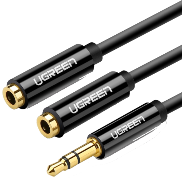 Кабель Ugreen AV123 3.5mm Stereo Audio Splitter Black 20cm