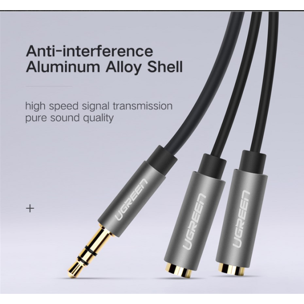 Кабель Ugreen AV123 3.5mm Stereo Audio Splitter Black 20cm — изображение 4