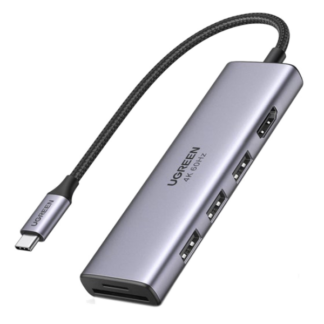 Хаб Ugreen CM511 6-в-1 USB-C к DP 1.4+2xUSB-A 1000Mbps