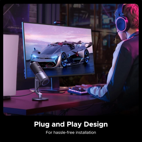Мікрофон настільний Ugreen CM769 RGB 24bit/96kHz USB-A Dark Gray - Зображення 5